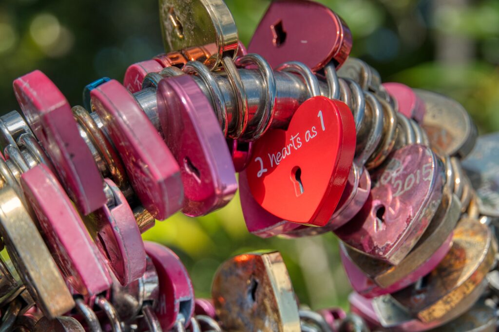 Wedding love locks on the fence (Langkawi, Malaysia)