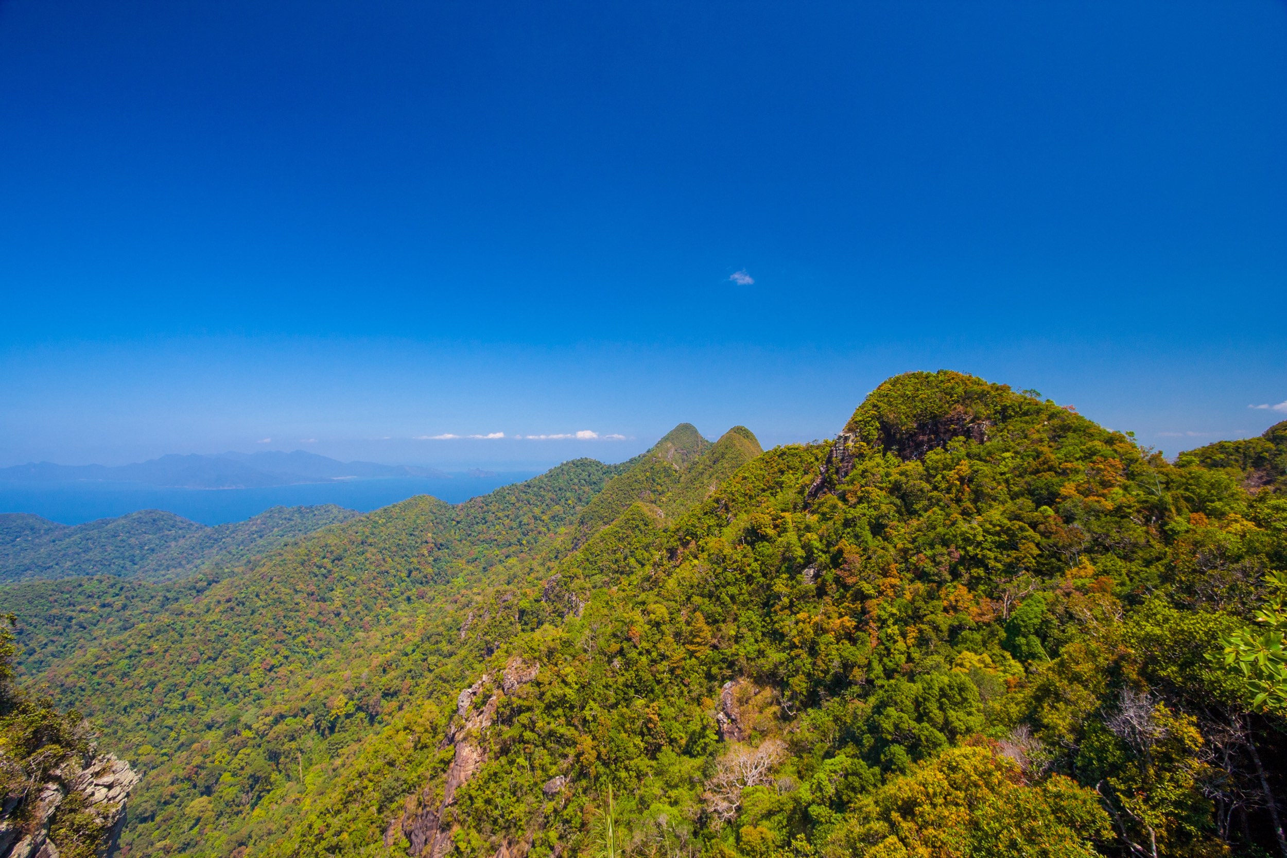 Beautiful panoramic view of Langkawi Island from Gunung Mat Chinchang, Malaysia.