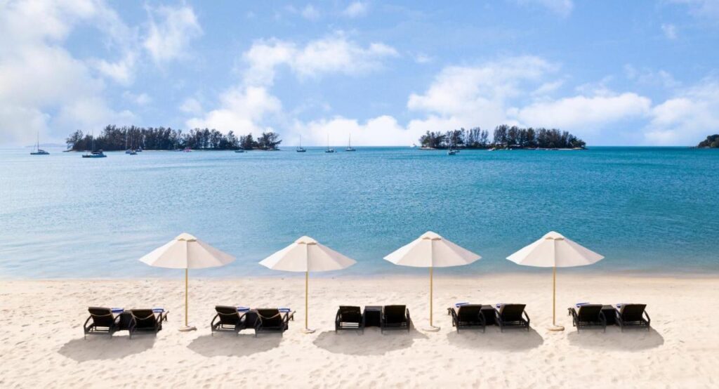 Umbrellas at the beach of the Danna Langkawi