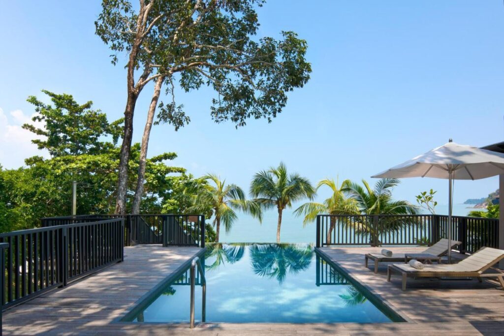 Private pool in a room at the Ritz Carlton Langkawi