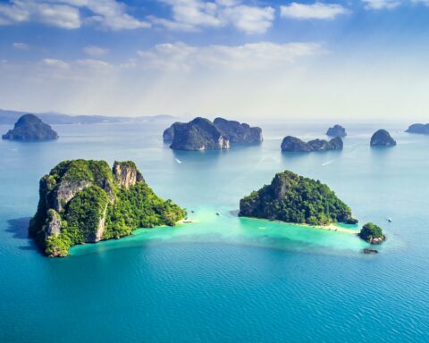 ariel shot of Koh Yao Noi, Phuket,